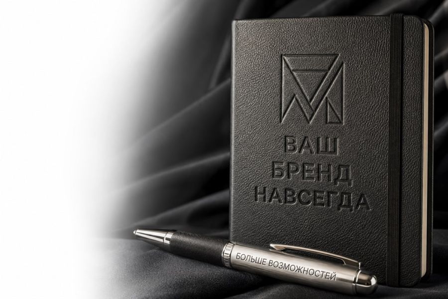 Блокнот и ручка с персональной гравировкой
